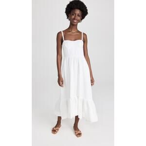 JONATHAN SIMKHAI White Kitzia Linen Cover Up Bustier Midi Dress Size Large